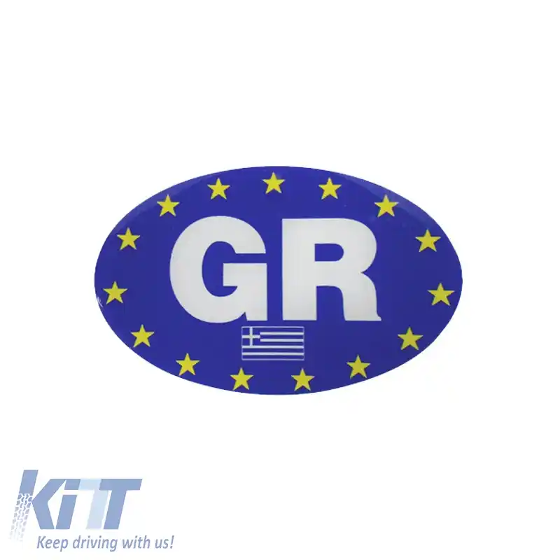 Autocolant Marcă Oval Steagul Greciei 9cm x 5.6cm Cu Acoperire de Email 1 Bucată 20930