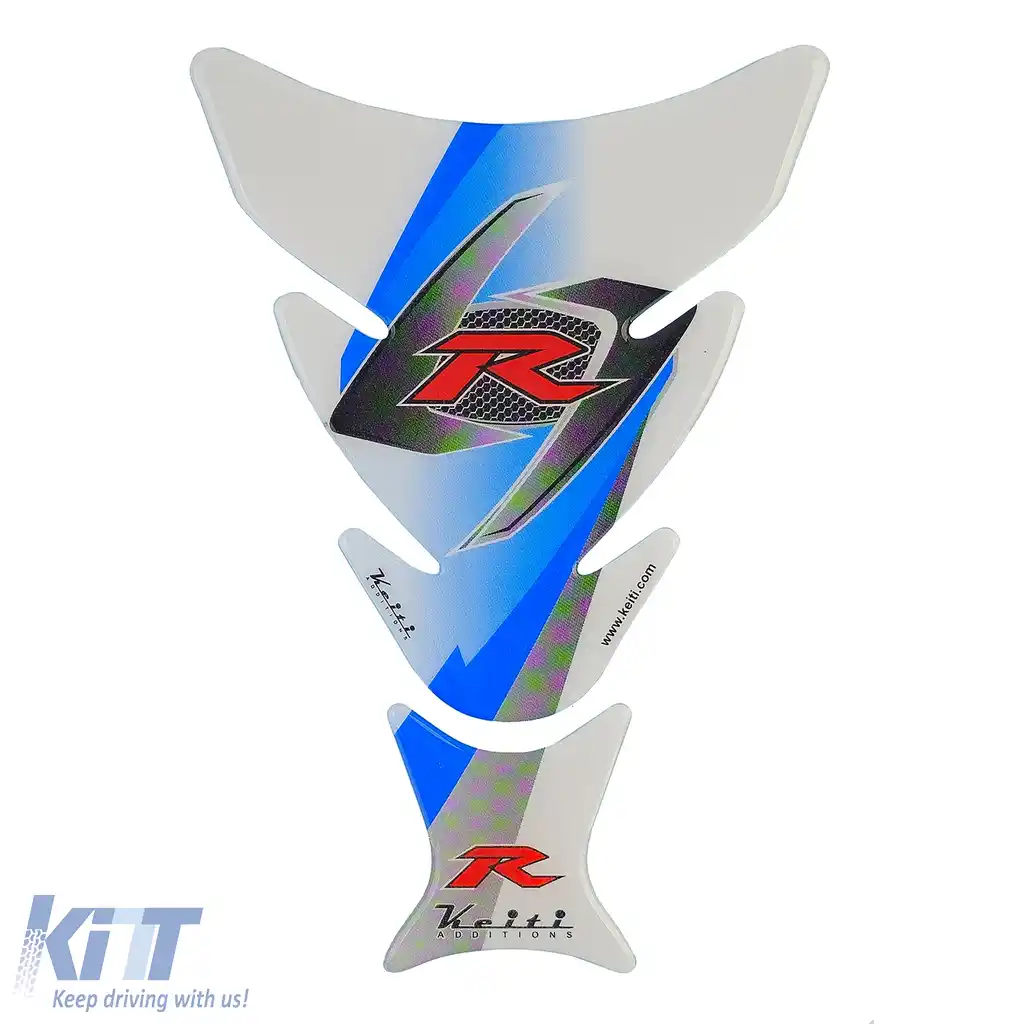 Autocolant rezervor motocicletă Tankpad Race Alb Albastru, potrivit pentru Suzuki Honda KTM Yamaha