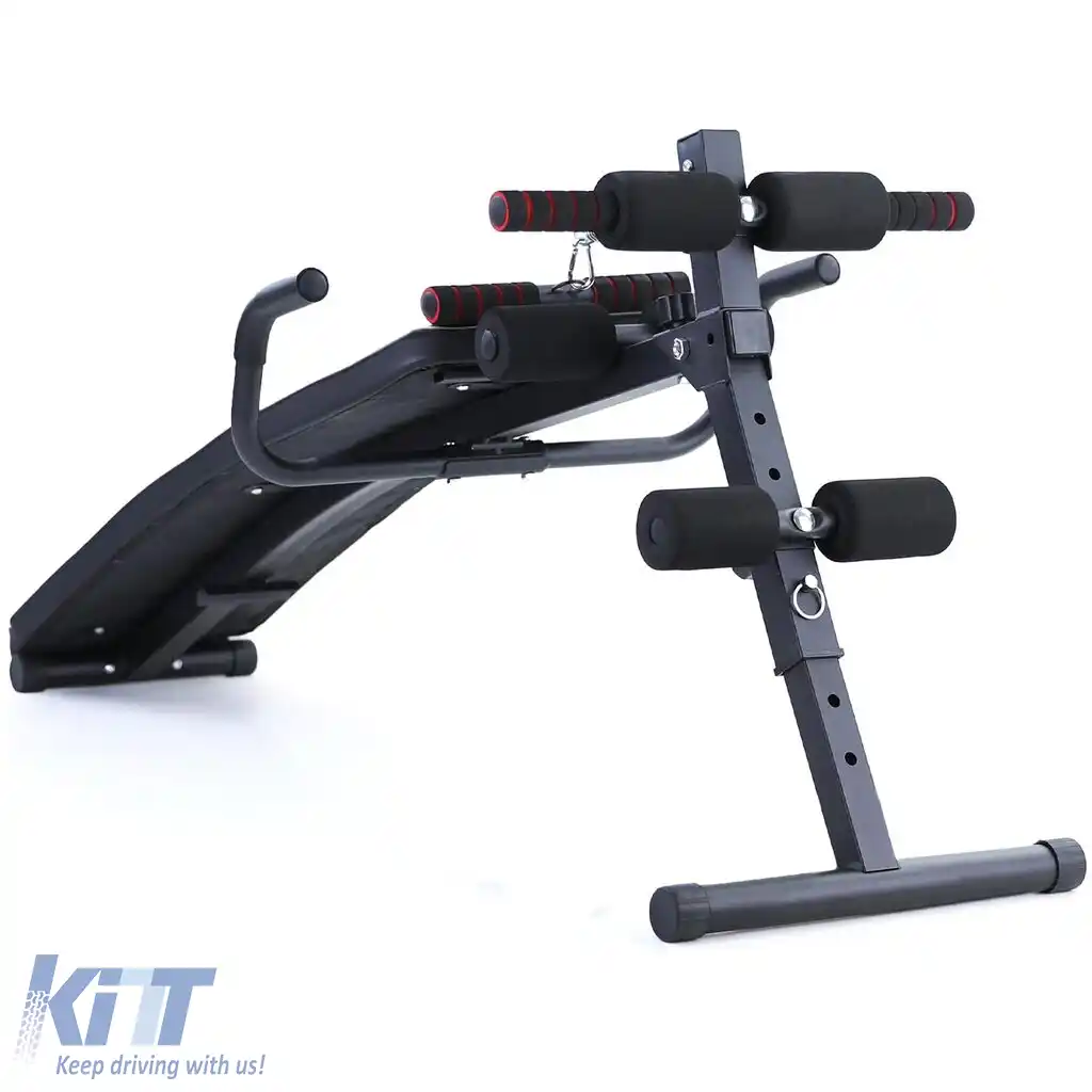 Bancă de abdomene cu spătar înclinat, bancă de antrenament multifuncțională-image-6197141