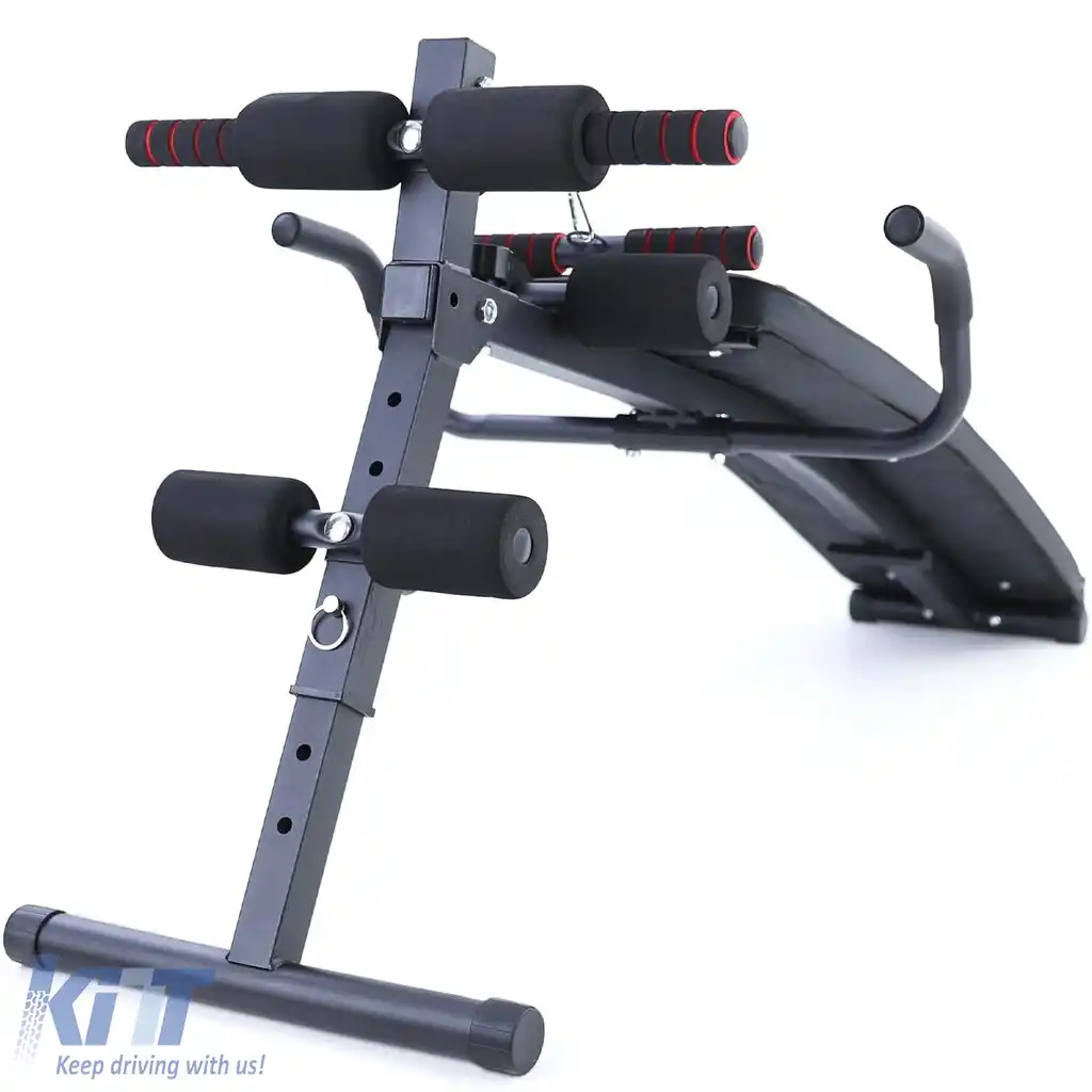 Bancă de abdomene cu spătar înclinat, bancă de antrenament multifuncțională-image-6197142