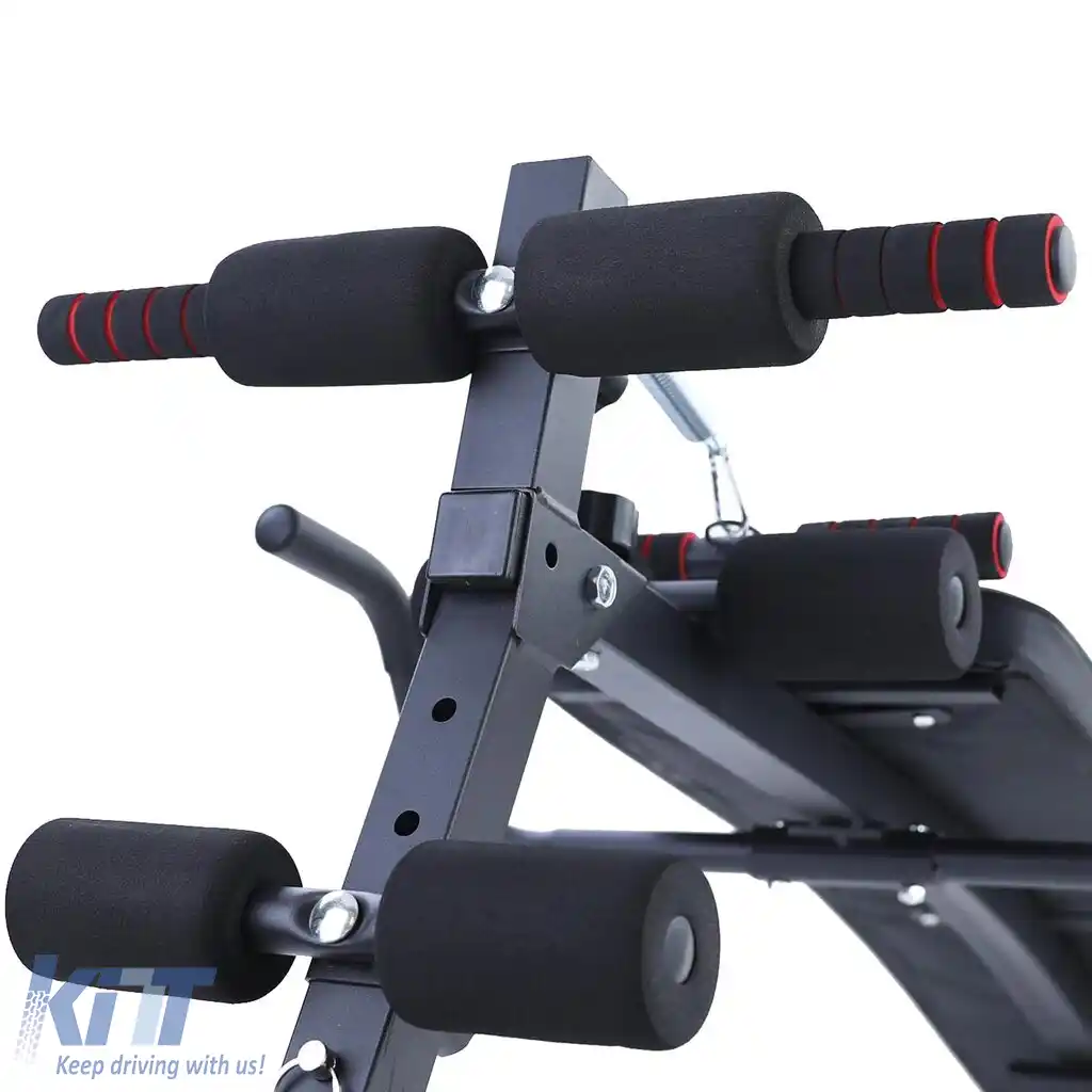 Bancă de abdomene cu spătar înclinat, bancă de antrenament multifuncțională-image-6197143