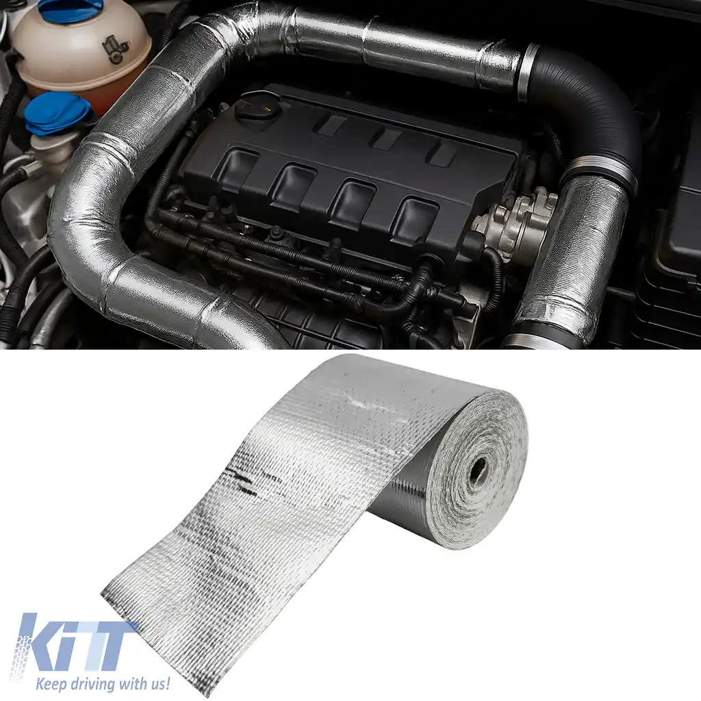 image-10-Bandă de izolație termică argintie 450°C, scut termic autoadeziv, 5 metri x 50mm