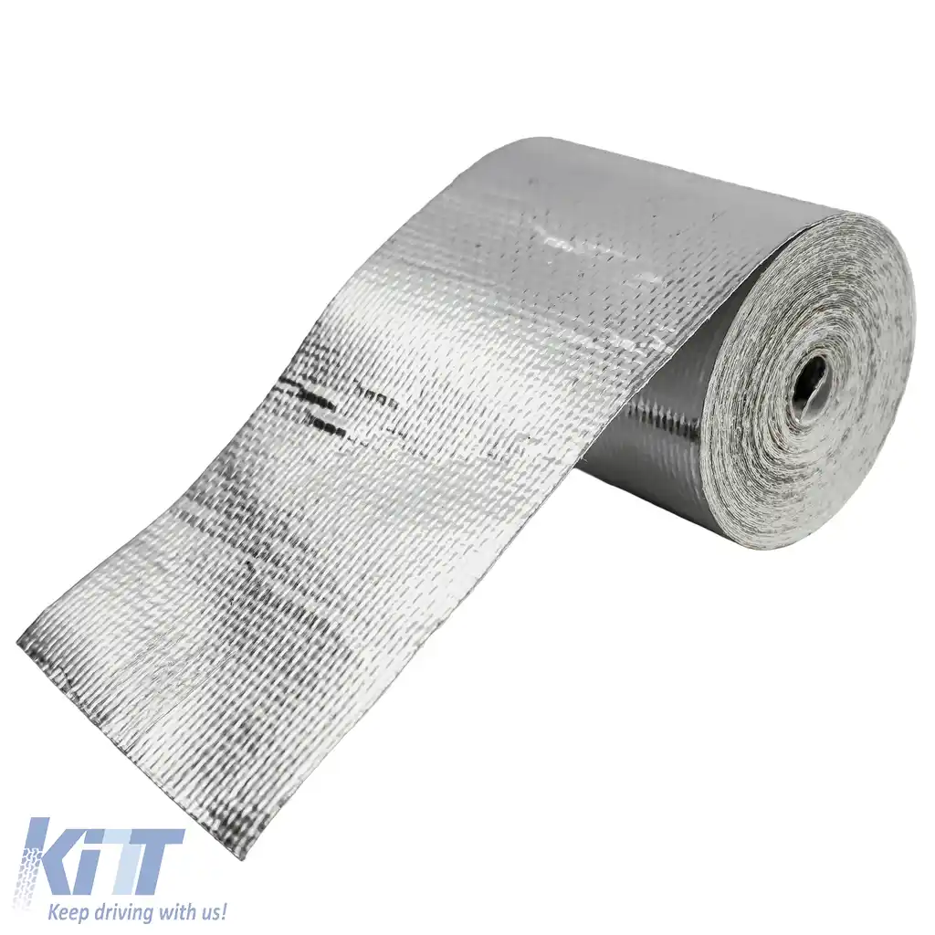 Bandă de izolație termică argintie 450°C, scut termic autoadeziv, 5 metri x 50mm-image-6202766