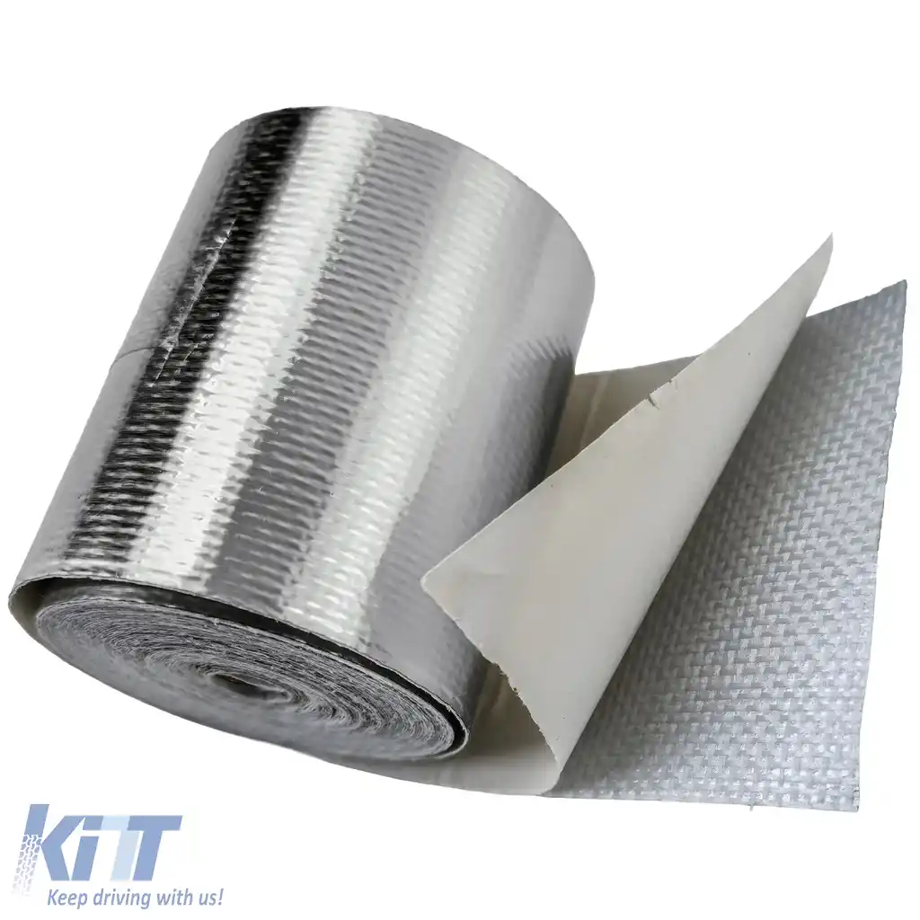 Bandă de izolație termică argintie 450°C, scut termic autoadeziv, 5 metri x 50mm-image-6202770
