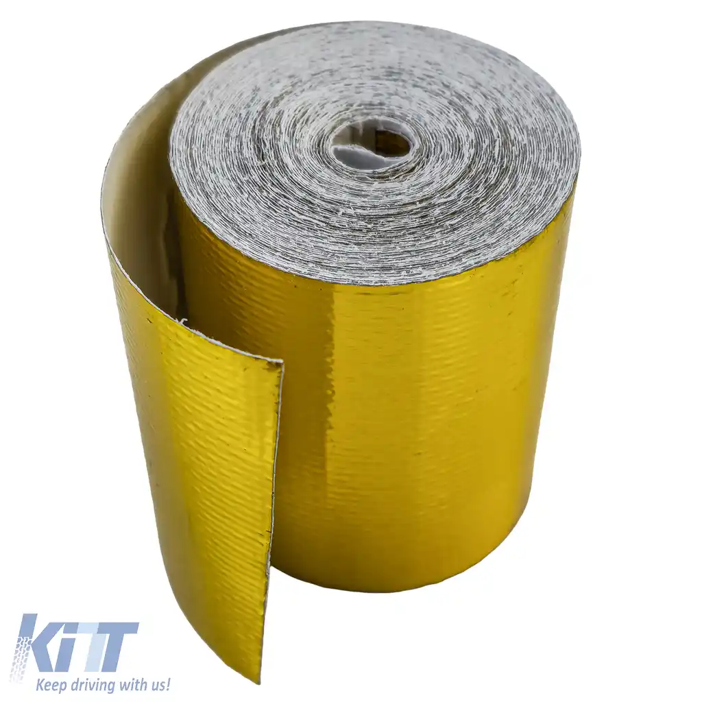 Bandă de izolație termică aurie 450°C, scut termic autoadeziv, 5 metri x 50mm-image-6207687