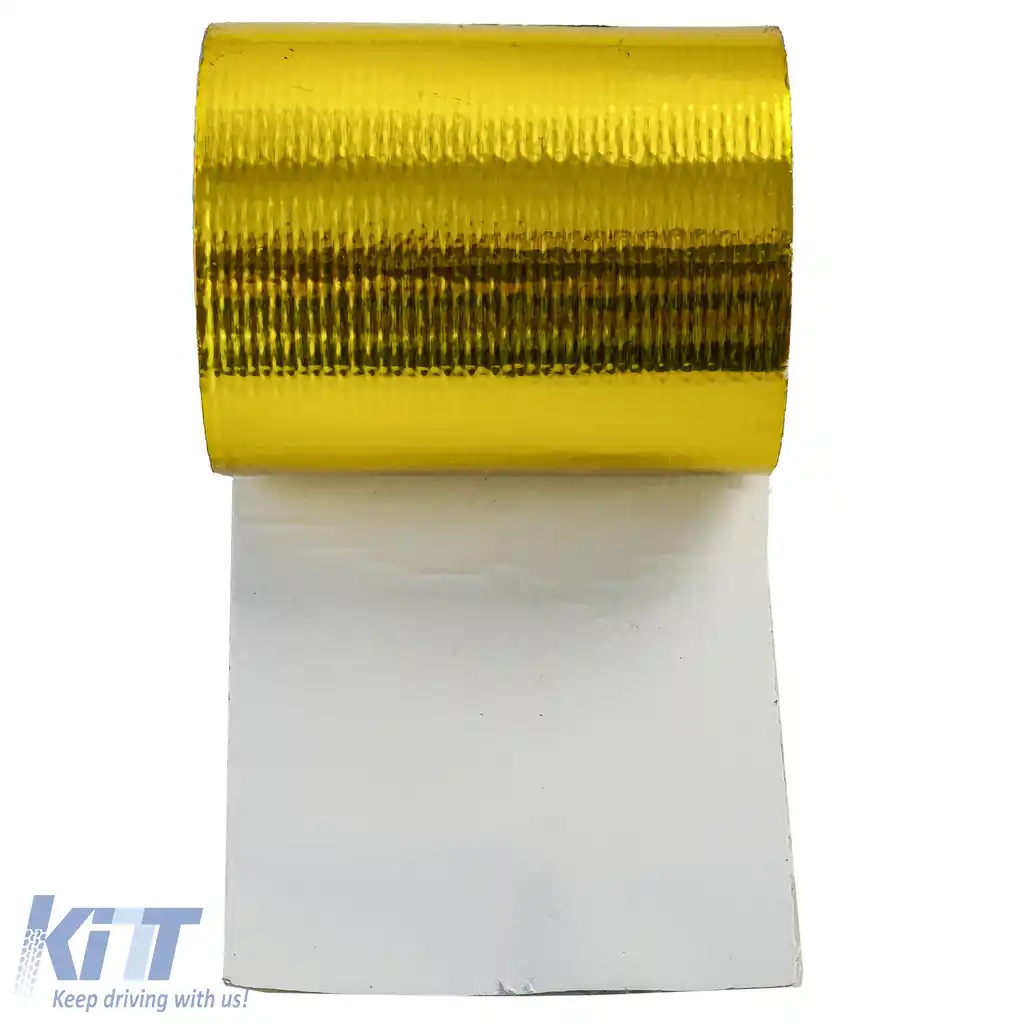 Bandă de izolație termică aurie 450°C, scut termic autoadeziv, 5 metri x 50mm-image-6207688