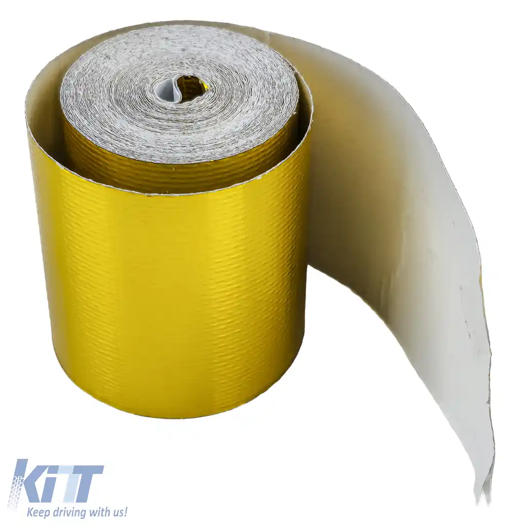 Bandă de izolație termică aurie 450°C, scut termic autoadeziv, 5 metri x 50mm-image-6207689