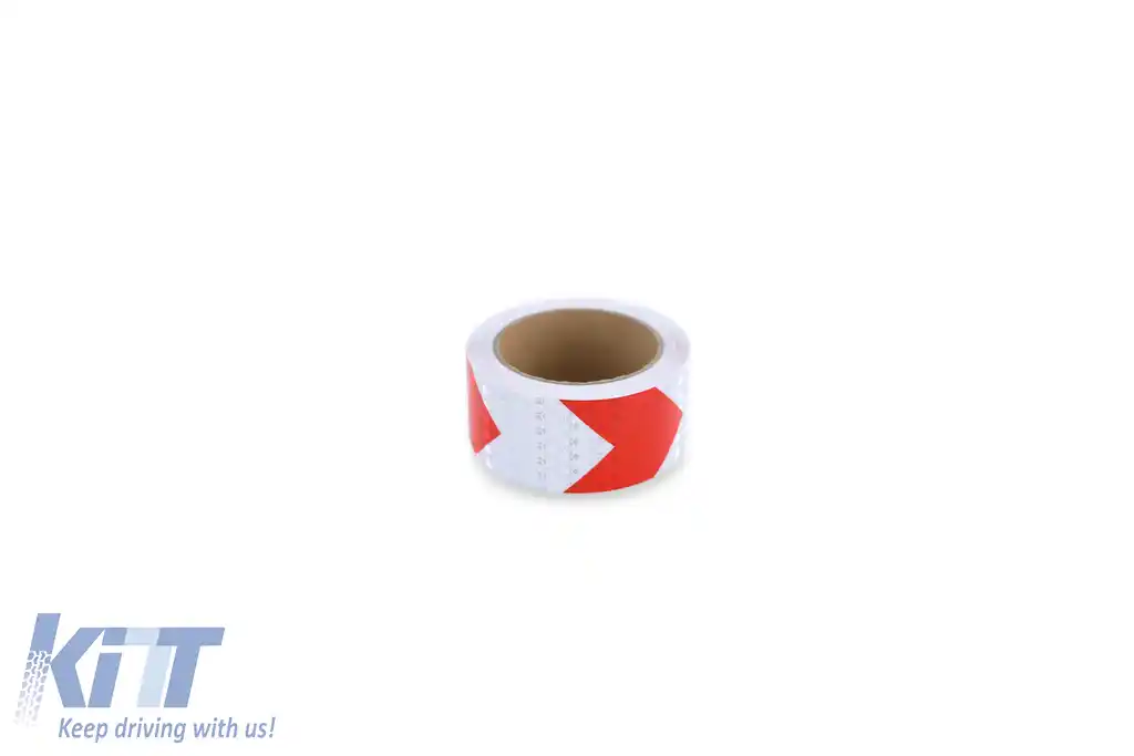 Bandă de semnalizare bandă de marcare bandă de barieră autoadezivă reflectorizantă roșie albă 20m-image-6191964