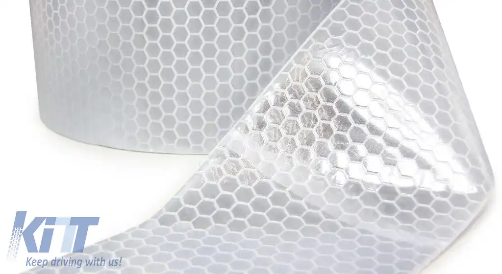 Bandă de semnalizare bandă de marcare bandă de barieră autoadezivă reflectorizantă albă 10m-image-6194985