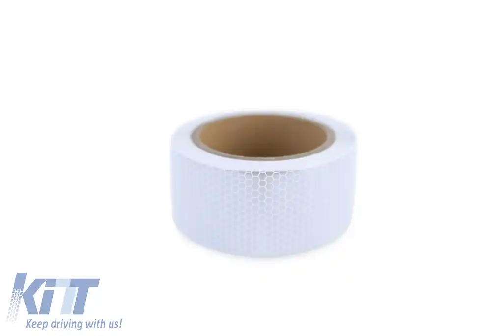 Bandă de semnalizare bandă de marcare bandă de barieră autoadezivă reflectorizantă albă 10m-image-6194987