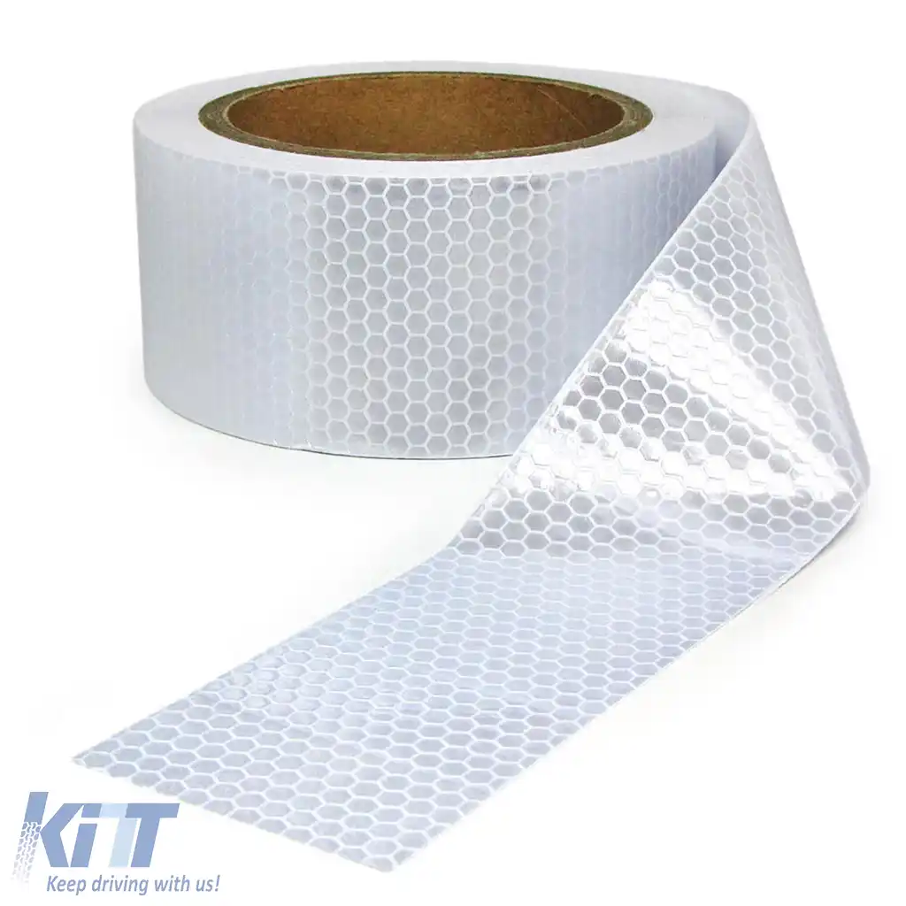 image-14-Bandă de semnalizare bandă de marcare bandă de barieră autoadezivă reflectorizantă albă 40m