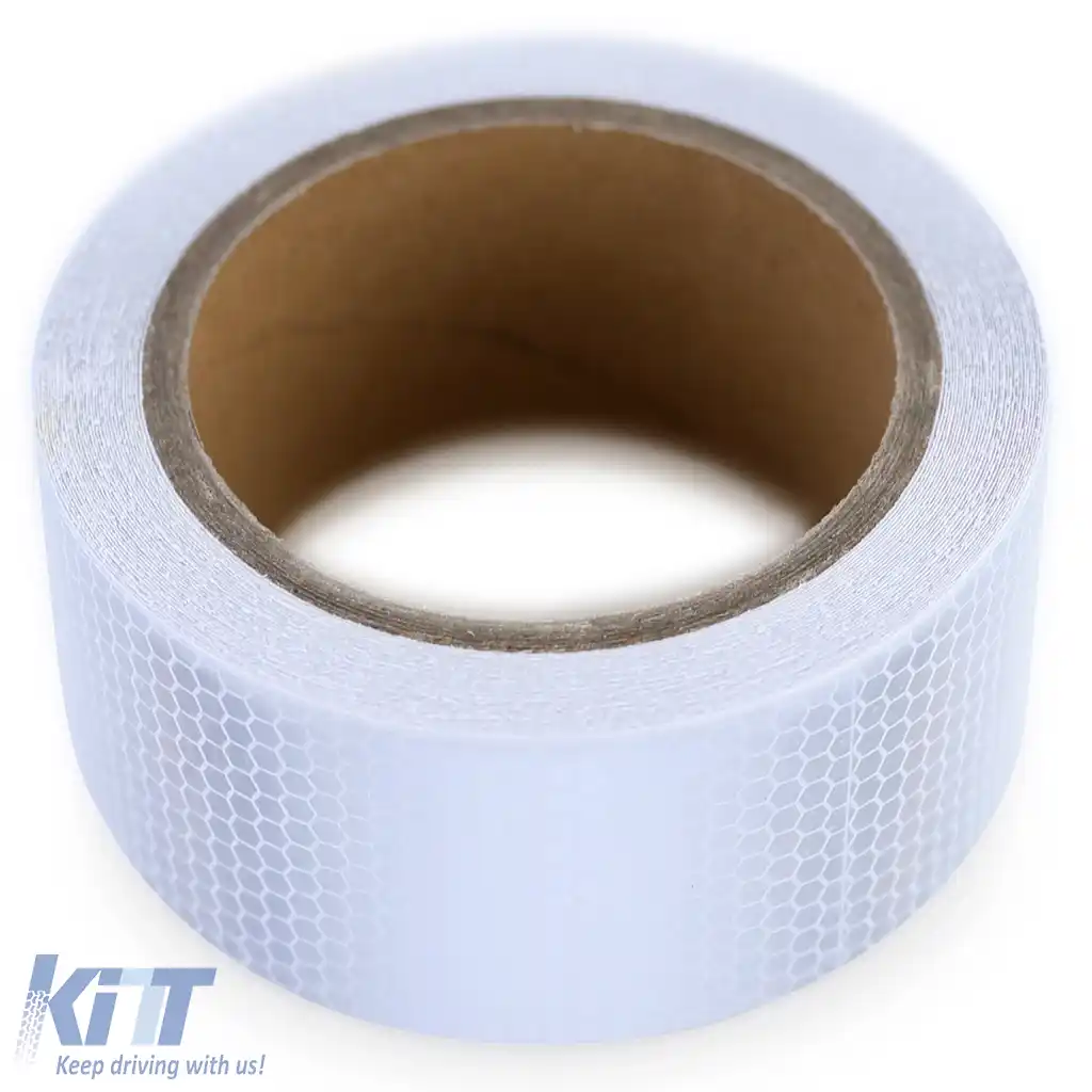 Bandă de semnalizare bandă de marcare bandă de barieră autoadezivă reflectorizantă albă 40m-image-6194994