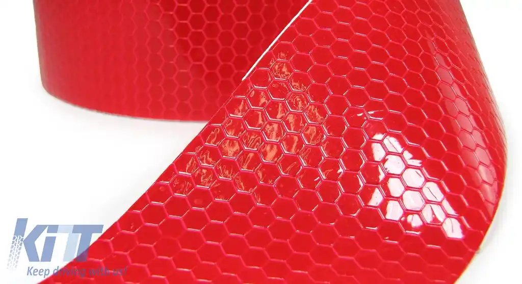 Bandă de semnalizare bandă de marcare bandă de barieră autoadezivă reflectorizantă roșie 40m-image-6195750