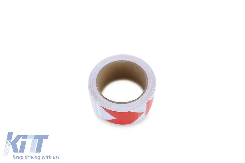 Bandă de semnalizare bandă de marcare bandă de barieră autoadezivă reflectorizantă roșie albă 60m-image-6196332