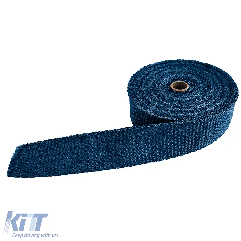 Banda de protecție termică pentru eșapament, termobandă albastră, până la 900°C, 50mmx2mm, 10 metri-image-6193935