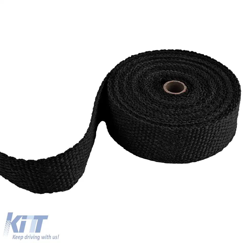 Banda de protecție termică pentru evacuare, neagră, până la 900°C, 50mmx2mm, 10 metri-image-6204816