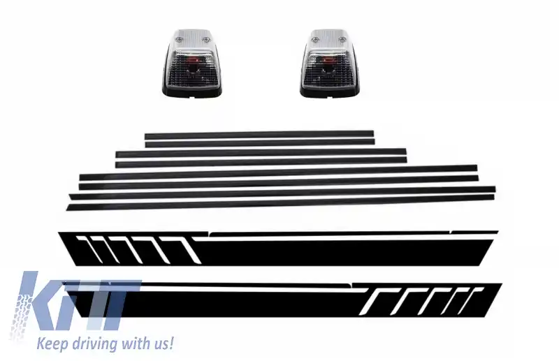 Bandouri Laterale cu Stickere Laterale Negru Mat si Lampi Semnalizare compatibil cu Mercedes G-Class W463 (1989-2015)