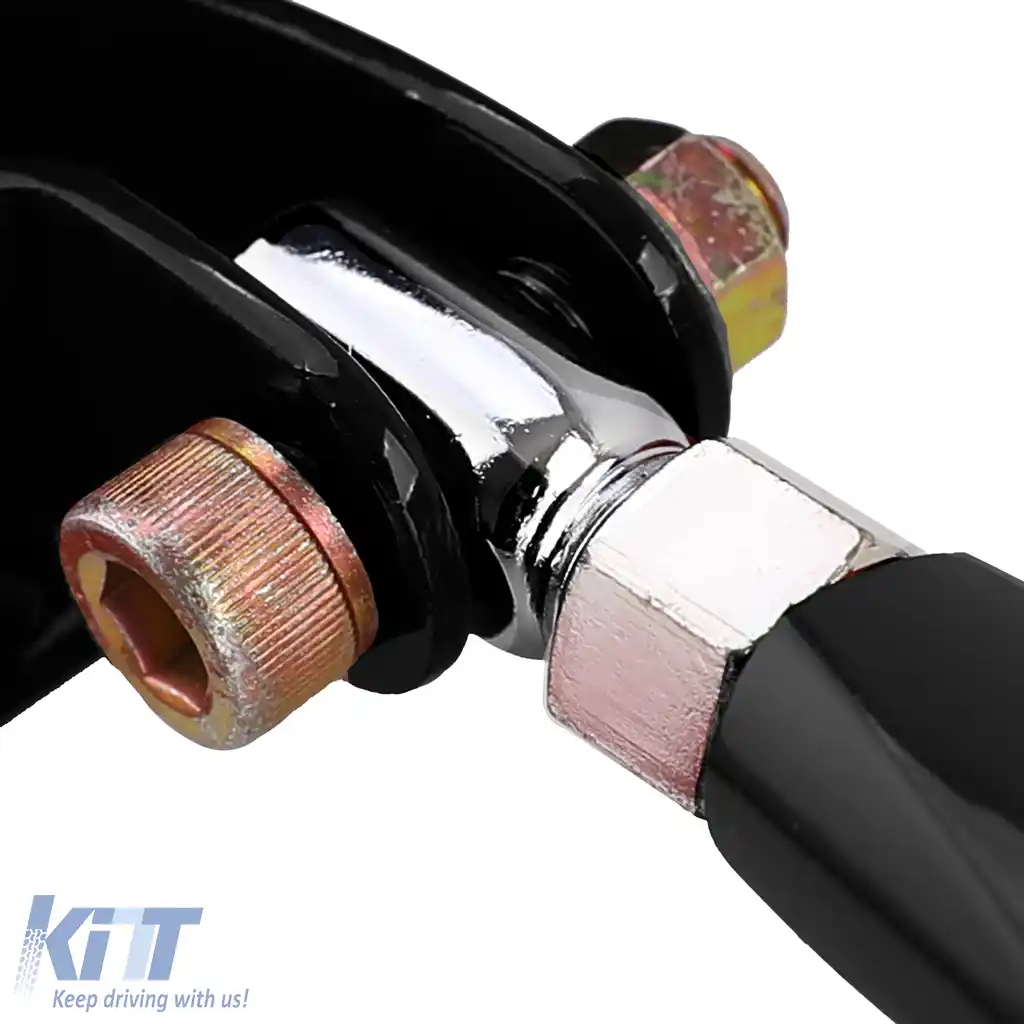 Bară de rigidizare din aluminiu ajustabilă neagră pentru față, potrivită pentru VW Golf 4 + Bora 97-03-image-6190846