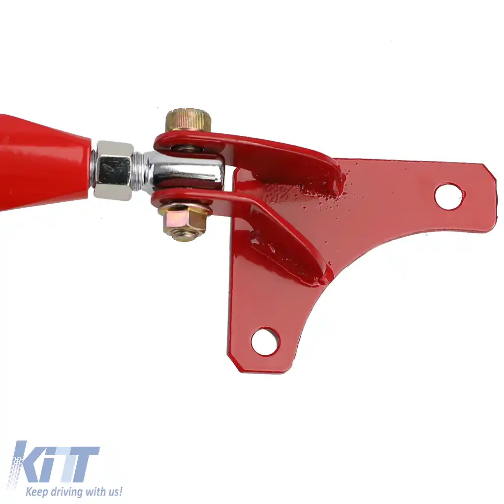 Bară de rigidizare din aluminiu ajustabilă roșie pentru față, potrivită pentru VW Golf 4 + Bora 97-03-image-6193548