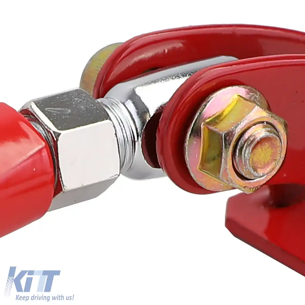 Bară de rigidizare din aluminiu ajustabilă roșie pentru față, potrivită pentru VW Golf 4 + Bora 97-03-image-6193550