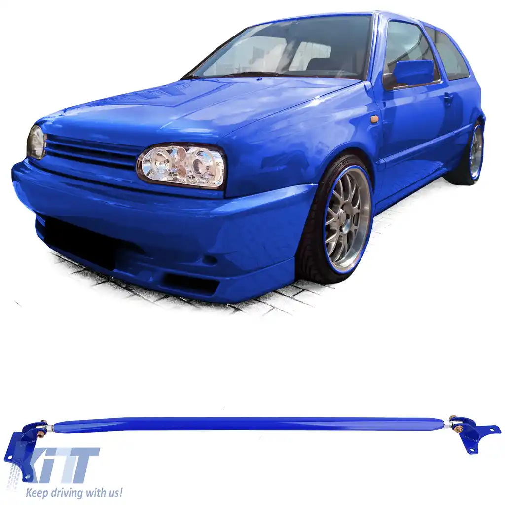 Bară de rigidizare din aluminiu albastră ajustabilă, potrivită pentru VW Golf 4 + Bora 97-03