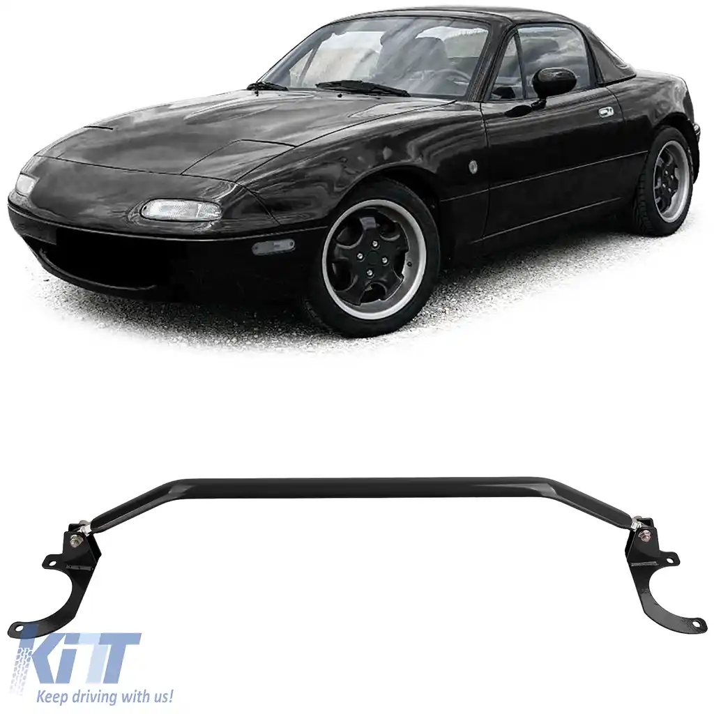 Bară de rigidizare din aluminiu neagră frontală ajustabilă în 3 piese, potrivită pentru Mazda MX-5 NA NB 1989-2000