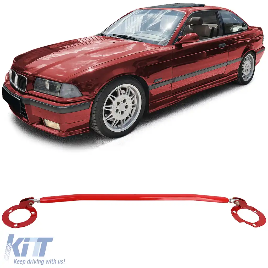 Bară de rigidizare din aluminiu roșie față, potrivită pentru BMW E36 6 cilindri 320i 323i 325i 328i 92-99