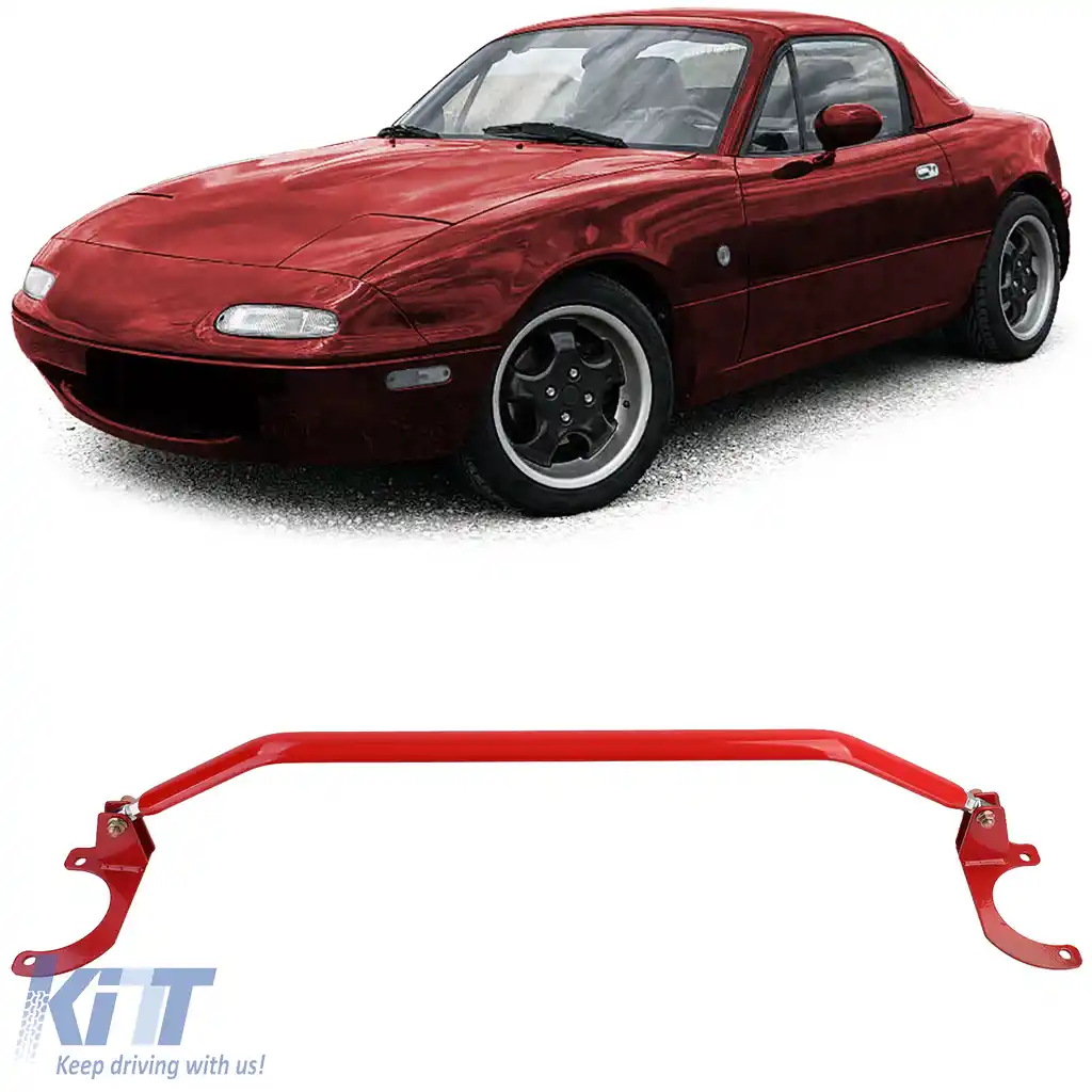 Bară de rigidizare din aluminiu roșie frontală ajustabilă în 3 piese, potrivită pentru Mazda MX5 NA NB 89-00