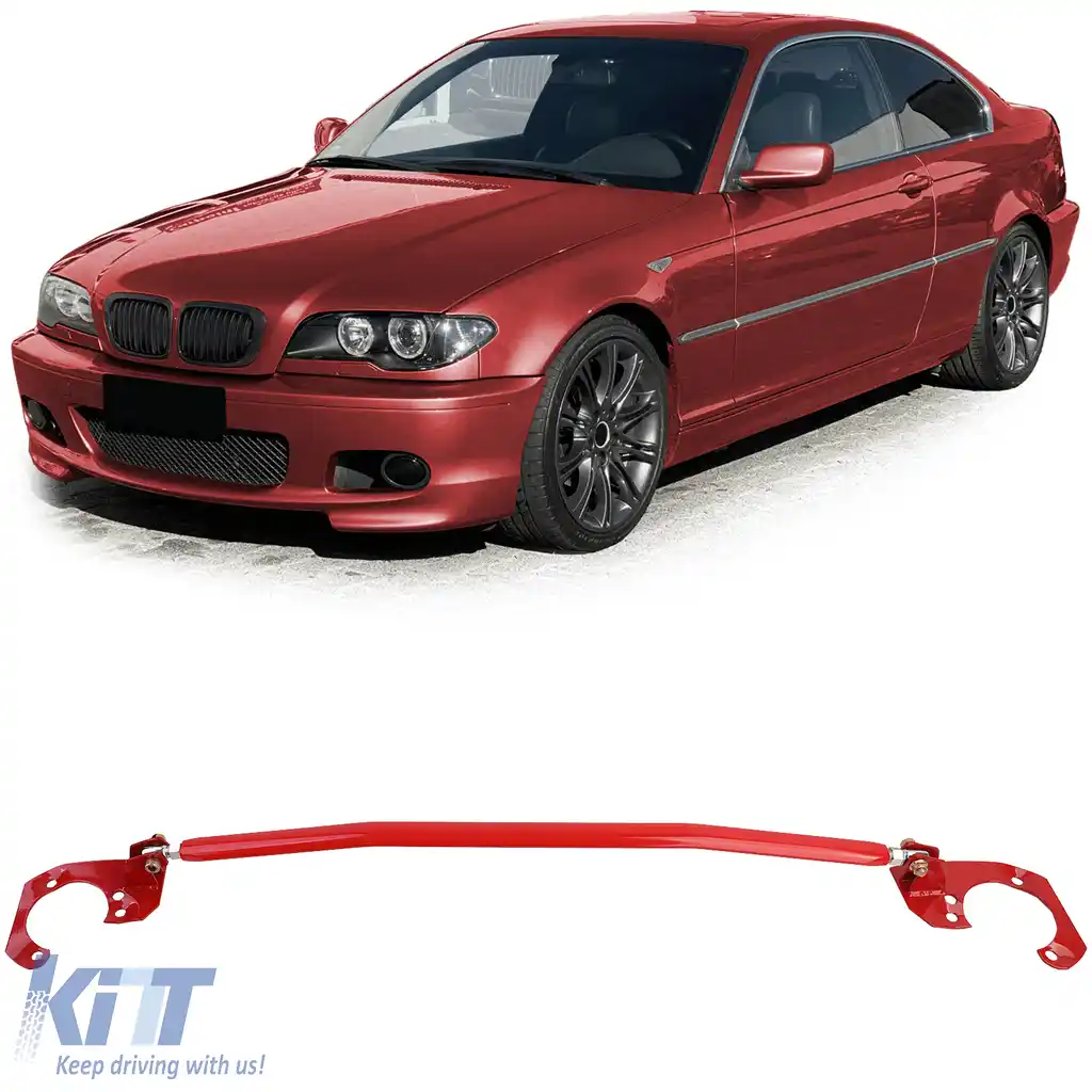 Bară de rigidizare din aluminiu roșie ajustabilă, potrivită pentru BMW E46 6 cilindri 320i 323i 325i 328i 330i