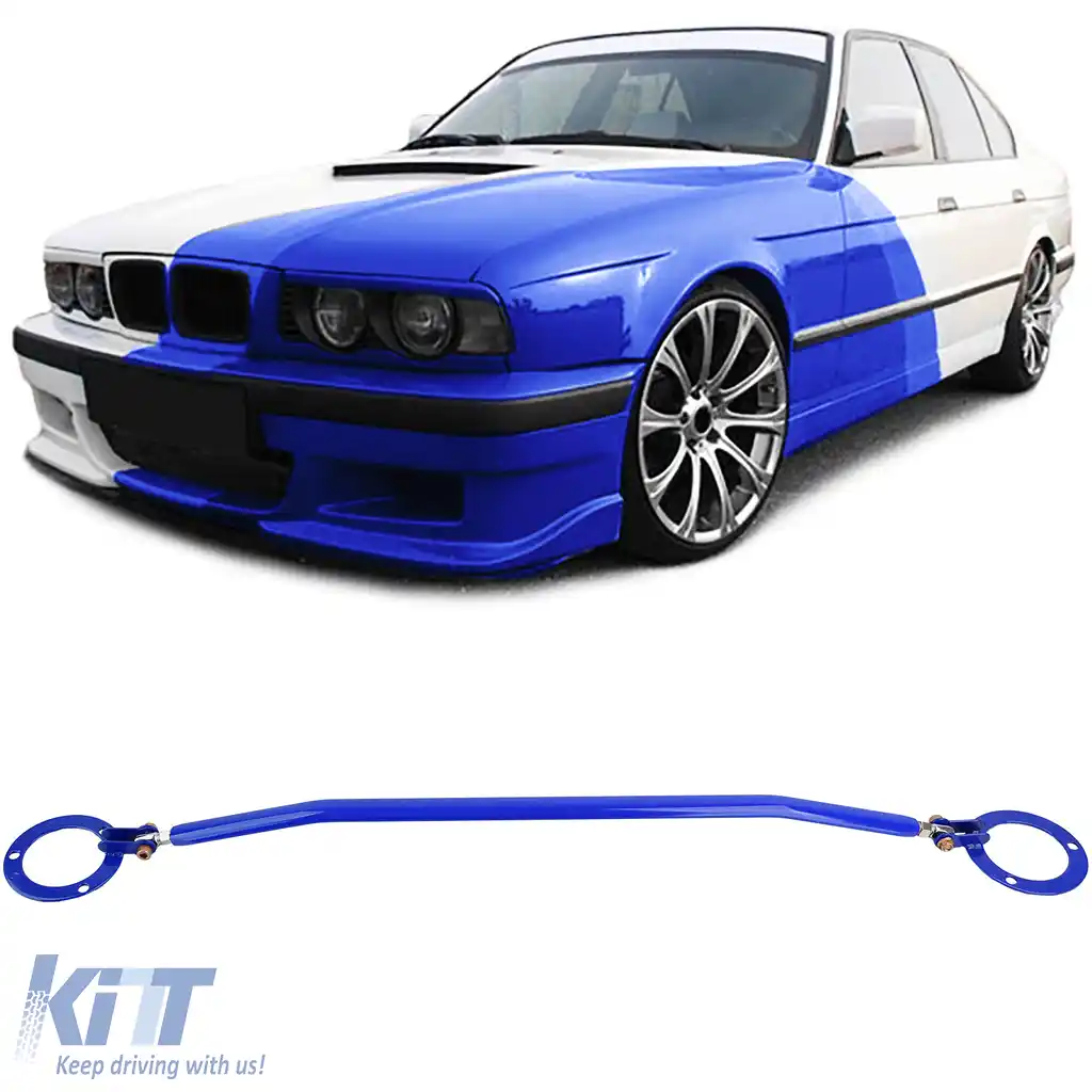 Bară de strut din aluminiu albastră frontală ajustabilă, potrivită pentru BMW Seria 5 E34 520i 525i 89-96