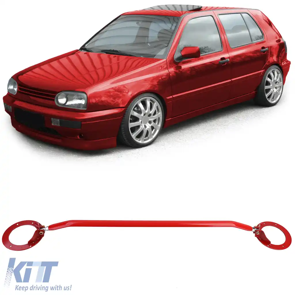Bară de susținere ajustabilă din aluminiu roșie pentru față, potrivită pentru VW Golf 3 Vento Passat 35i