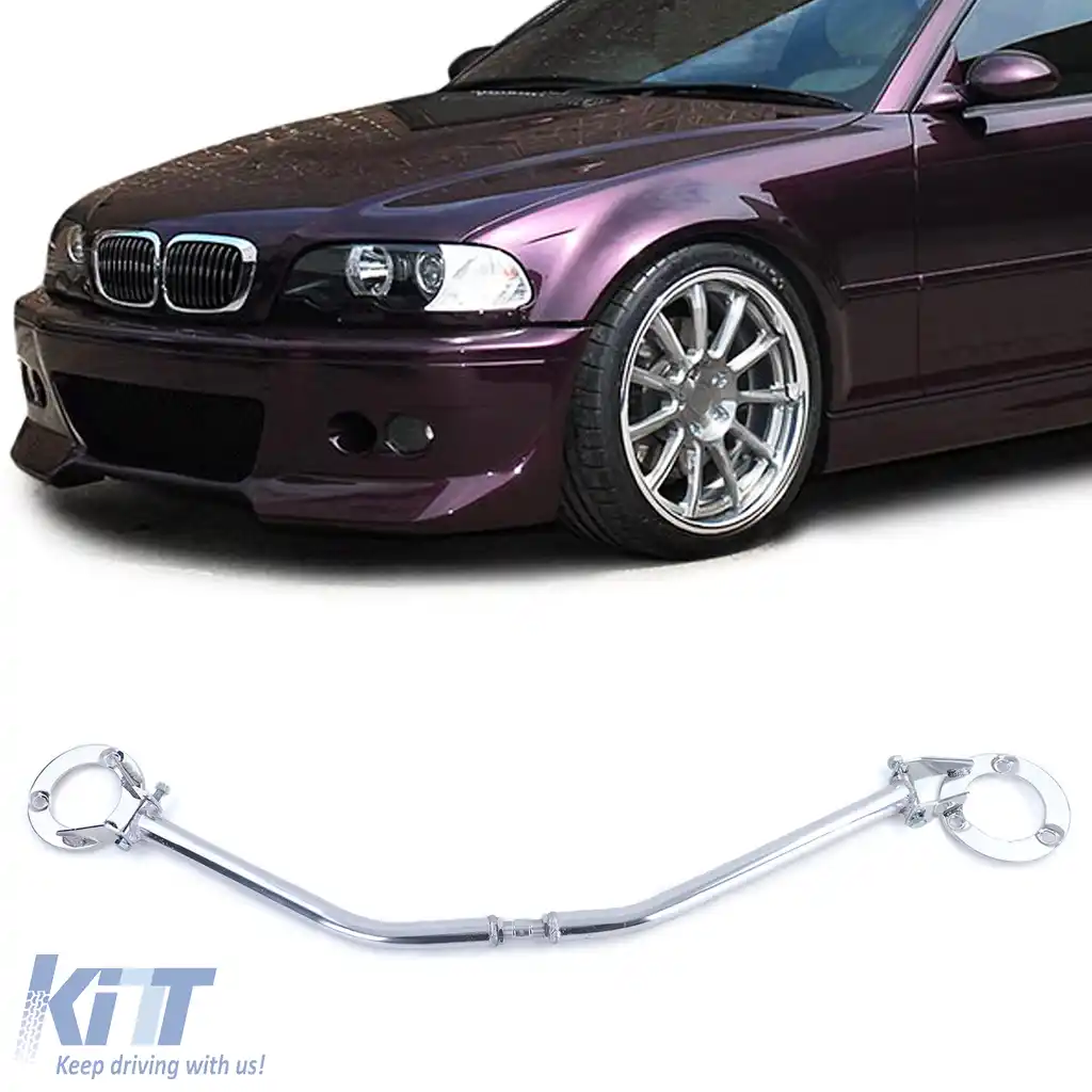 Bară de susținere frontală din aluminiu, 3 piese, lustruită, potrivită pentru BMW Seria 3 E46 316 318 din 98