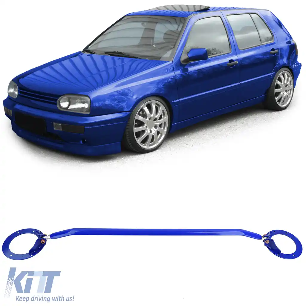 Bară de suspensie ajustabilă din aluminiu albastră pentru față, potrivită pentru VW Golf 3 Vento Passat 35i