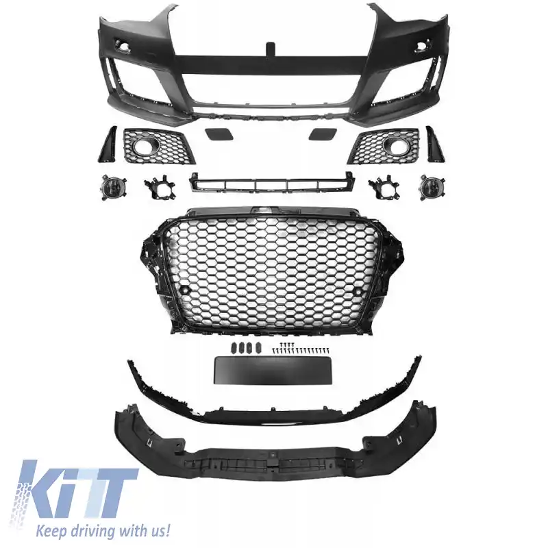 Bara față potrivită pentru Audi A3 8V 11-16 Hatchback / Sportback RS3 Look cu grilaj negru lucios-image-6312187