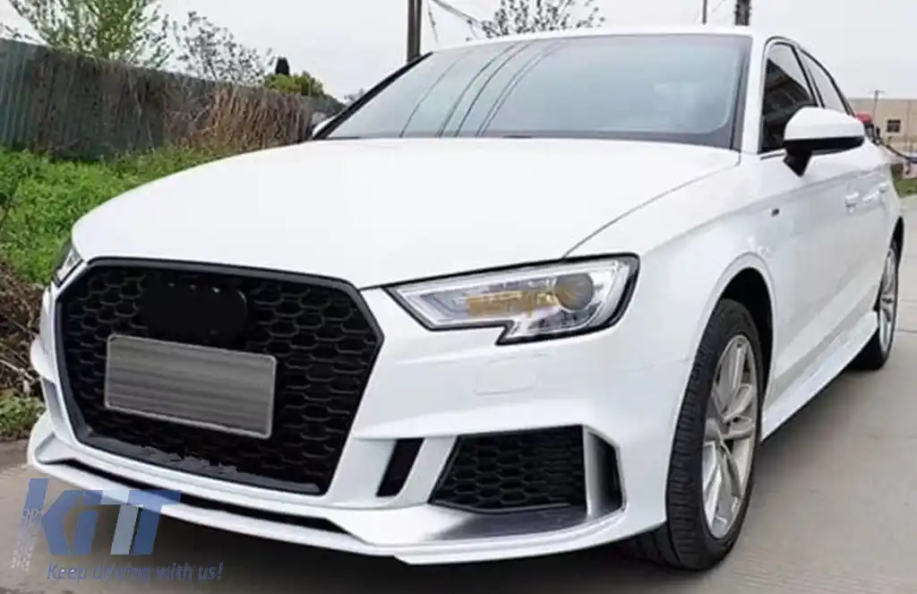 Bara Fata compatibil cu Audi A3 8V Facelift Sedan Cabrio (2016-2019) RS3 Design Negru Lucios-image-6128339