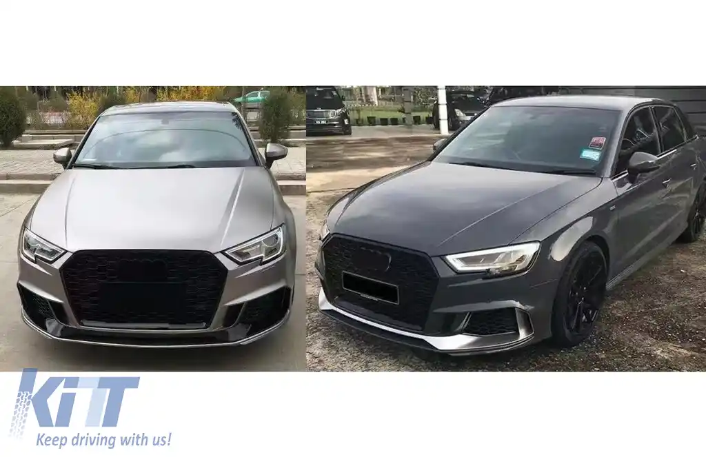 Bara Fata compatibil cu Audi A3 8V Facelift Sedan Cabrio (2016-2019) RS3 Design Negru Lucios-image-6128342