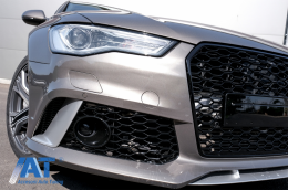Bara Fata compatibil cu Audi A6 4G RS6 Design Facelift (2015-2018) cu Difuzor Bara Spate si Ornamente Evacuare-image-6071799