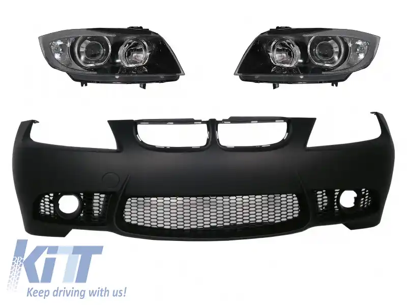 Bara Fata compatibil cu BMW Seria 3 E90 Sedan E91 Touring (2004-2008) Non LCI M3 Design cu Faruri Angel Eyes