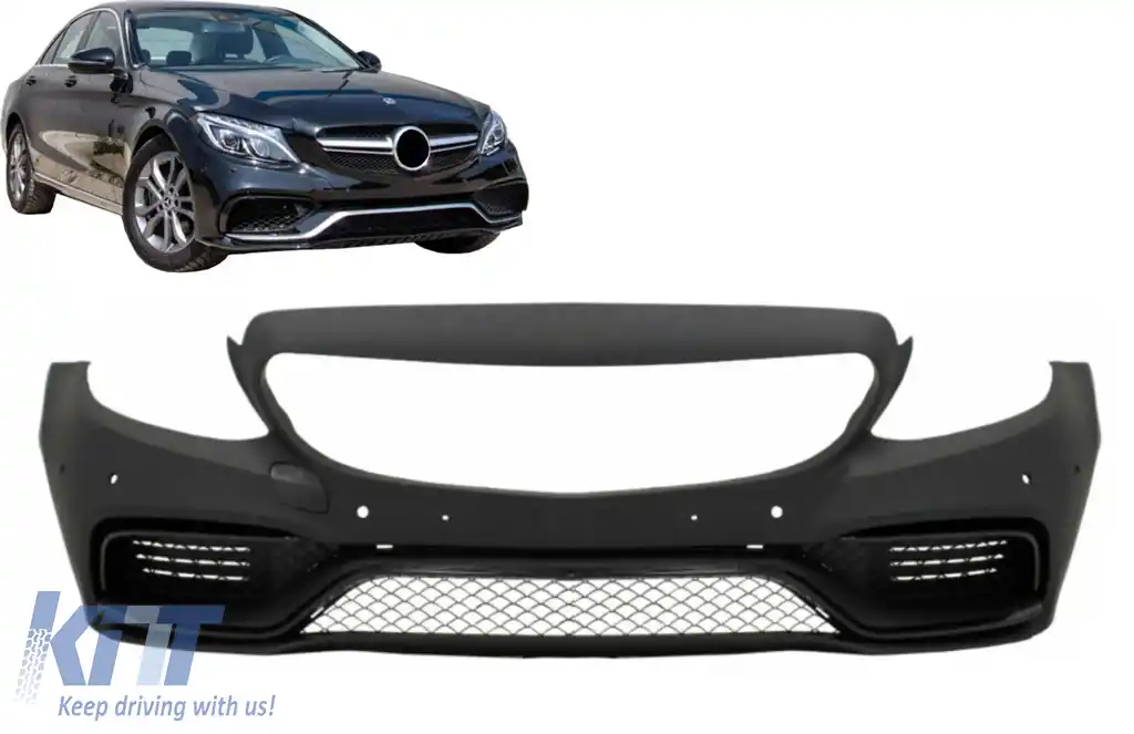 Bara Fata compatibil cu Mercedes C-Class W205 S205 (2014-2020) Limousine T-Model Coupe Cabriolet C63 Design Fara Grila Centrala-image-6107832