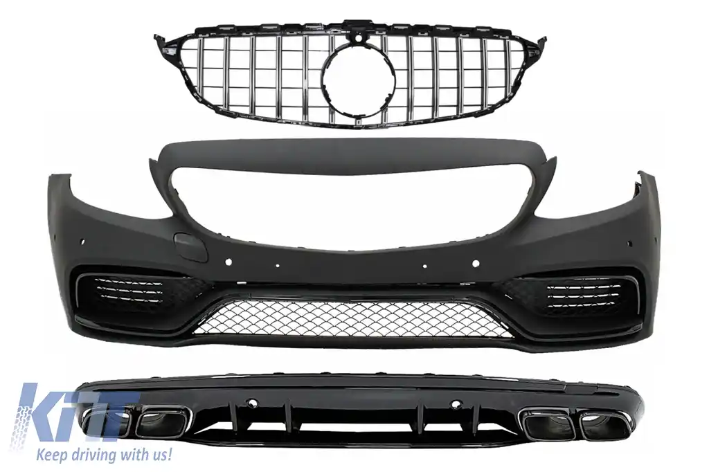 Bara Fata compatibil cu Mercedes C-Class W205 S205 (2014-2018) cu Grila si Difuzor C63 Design