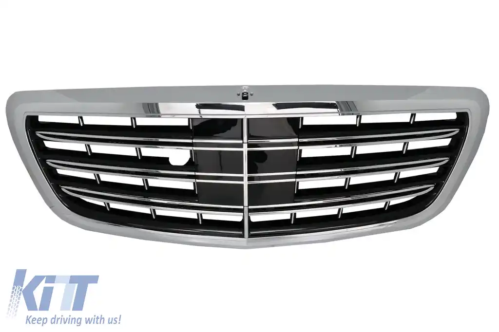 Bara Fata compatibil cu Mercedes W222 S-Class (2013-06.2017) S63 Design cu Grila Centrala Crom-image-6018493