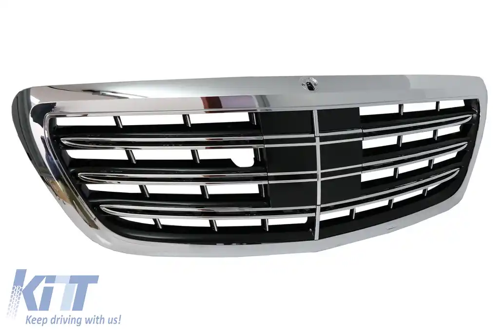 Bara Fata compatibil cu Mercedes W222 S-Class (2013-06.2017) S63 Design cu Grila Centrala Crom-image-6018494