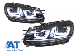 Bara Fata compatibil cu VW Golf VI Golf 6 (2008-2013) R20 Look cu Faruri LED Design Golf 7 3D U Design Semnal LED Dinamic-image-6021171