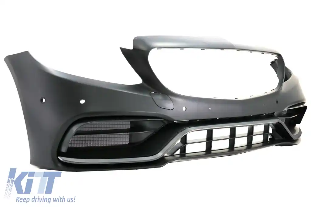 Bara Fata Completa cu Difuzor si Ornamente Evacuare compatibil cu Mercedes C-Class W205 S205 AMG Sport Line (2014-2020) C63S Design-image-6064645