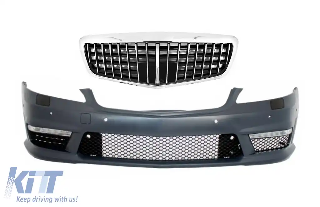 Bara Fata Completa cu Grila Centrala compatibil cu Mercedes S-Class W221 (2005-2012) S63 S65 Design