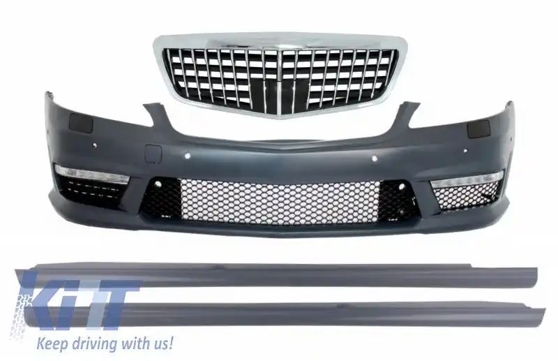 image-9-Bara Fata Completa cu Grila Centrala si Praguri laterale compatibil cu Mercedes S-Class W221 (2005-2012) S63 S65 Design