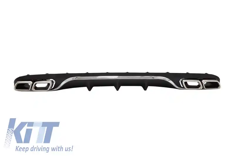 Bara Fata cu Difusor si Ornamente Tobe compatibil cu Mercedes E-Class W213 S213 Standard (2016-2019) E63 Design Negru Crom-image-6055211