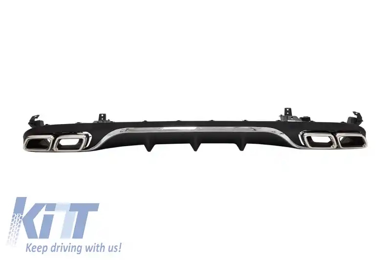 Bara Fata cu Difusor si Ornamente Tobe compatibil cu Mercedes E-Class W213 S213 Standard (2016-2019) E63 Design Negru Crom-image-6055212