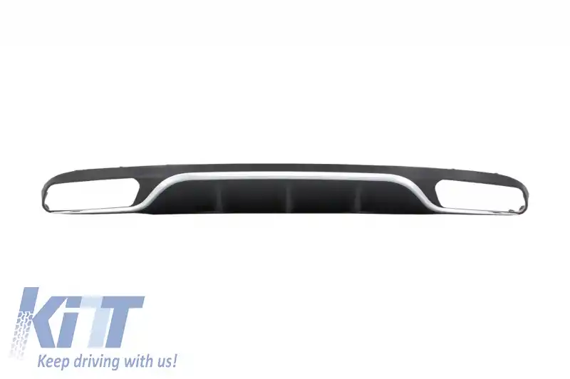 Bara Fata cu Difusor si Ornamente Tobe compatibil cu Mercedes E-Class W213 S213 Standard (2016-2019) E63 Design Negru Crom-image-6055213