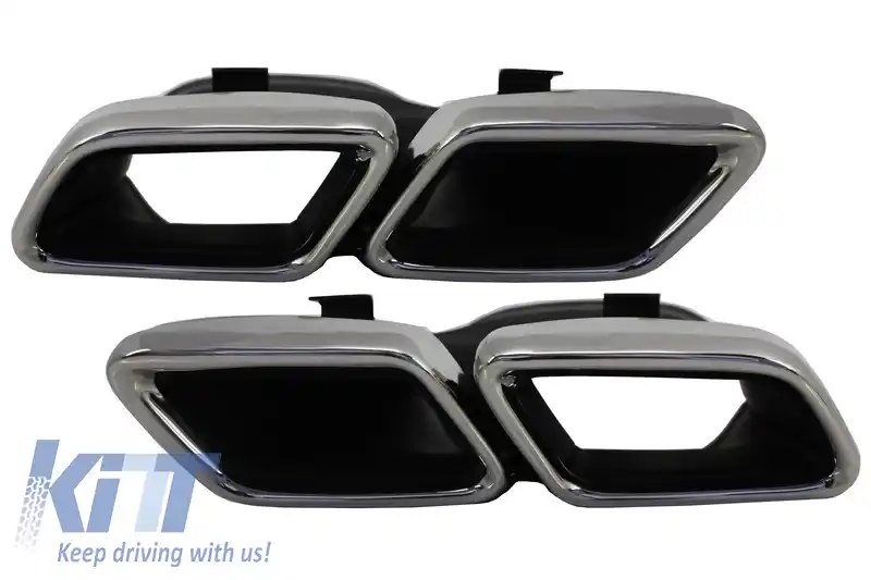 Bara Fata cu Difusor si Ornamente Tobe compatibil cu Mercedes E-Class W213 S213 Standard (2016-2019) E63 Design Negru Crom-image-6055218